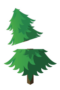 Christmas tree cut in half illustration