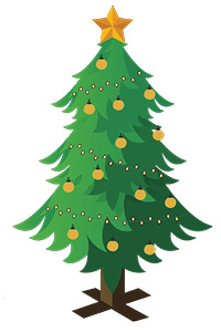 Decorated Christmas tree illustration