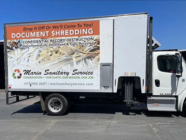 A Marin Sanitary Service Document Shredding Truck