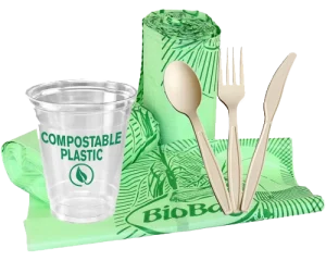 Examples of "compostable" cup, cutlery and bags that are not accepted for composting by Marin Sanitary
