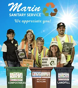 Marin Sanitary workers pose with carts at the MSS event