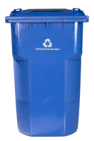 A Marin Sanitary blue paper recycling cart