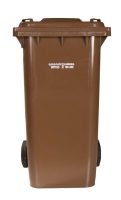 A Marin Sanitary brown recycling cart